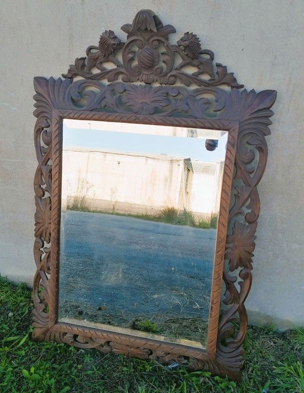 Grand miroir Régence contour bois sculpté