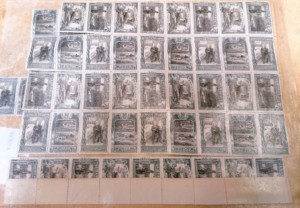 Planche de faux timbres édités lors de la Seconde Guerre Mondiale