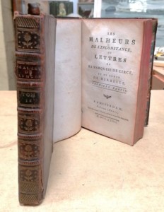 Livres "Les malheurs de l'inconstance" ou Lettres de La Marquise de Circé et du Comte de MIRBELLE première et deuxième parties parues en 1772