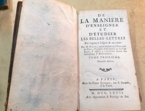 Livre « De la manière d’enseigner et d’étudier les belles Lettres » Tome troisième paru en 1767