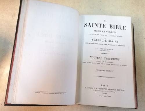 La Sainte Bible selon la Vulgate parue en 1889