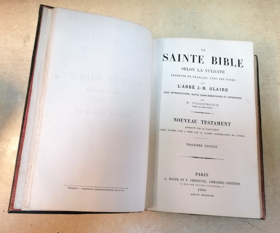 La Sainte Bible selon la Vulgate parue en 1889