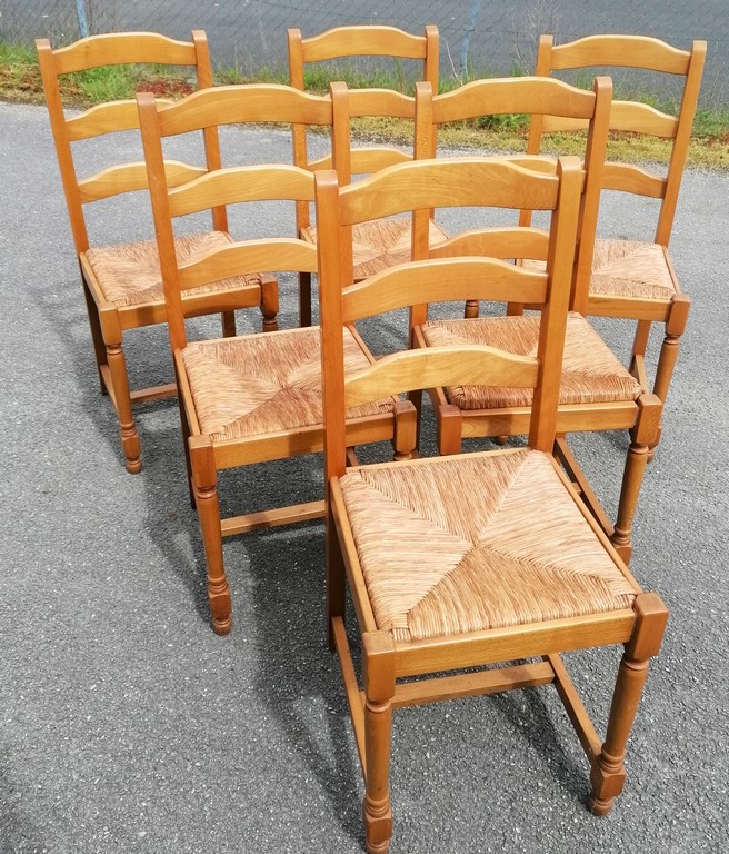 Chaises assises en paille x 6