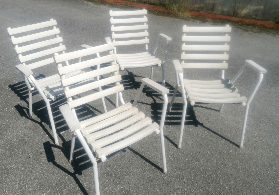 Ensemble de 4 chaises de jardin métal et plastique