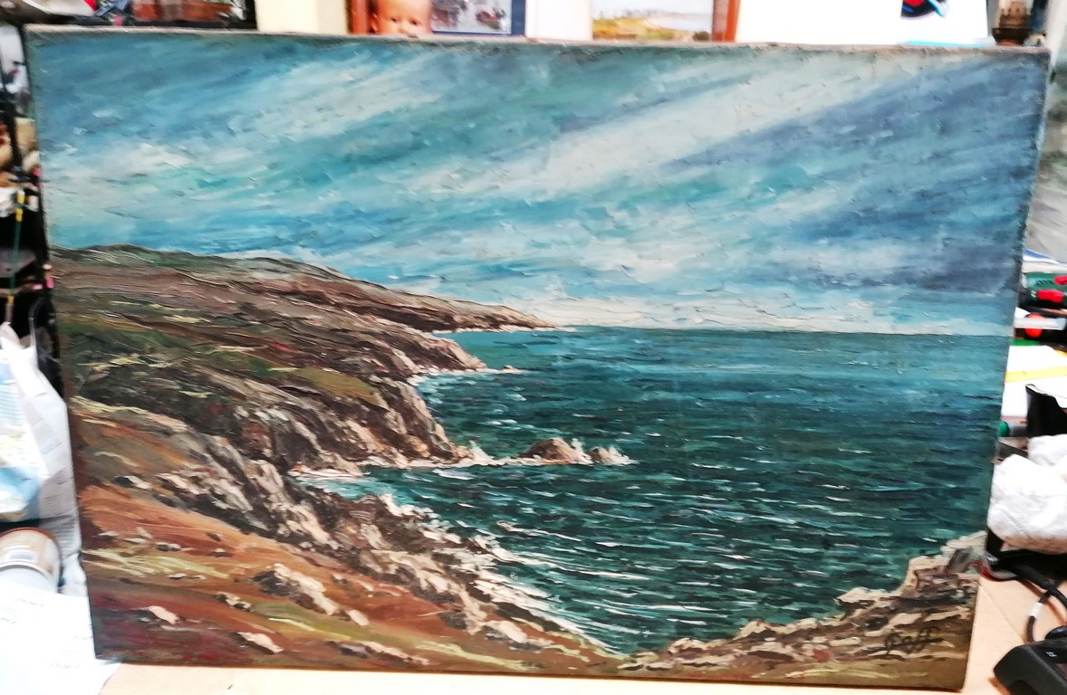 Peinture de bord de mer "Côte sauvage" par Goff