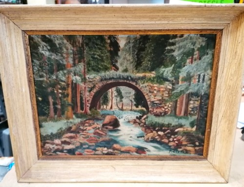 Peinture paysage avec un pont