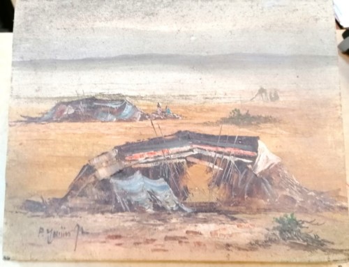 Petite peinture « Orientale » de tentes touaregs