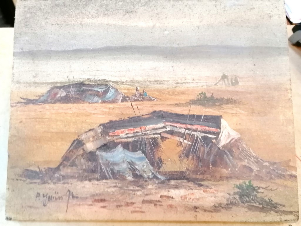 Petite peinture "Orientale" de tentes touaregs