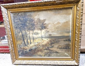 Grande peinture paysage du XIXème non signée avec son cadre