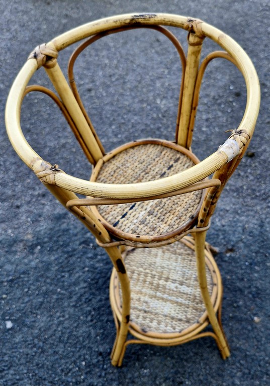 Porte plante vintage en rotin