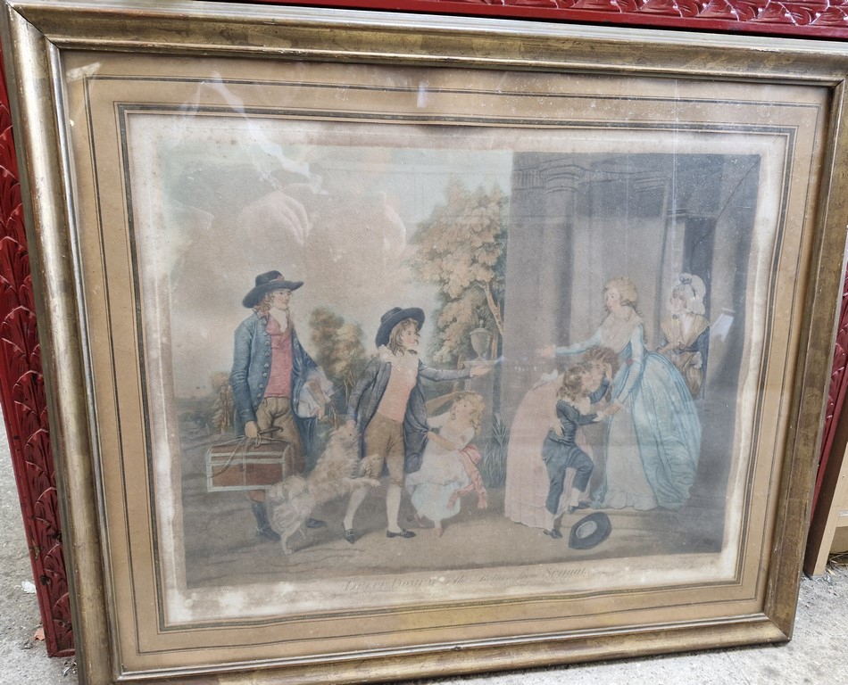 Grande gravure anglaise ancienne encadrée