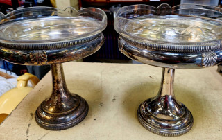 Compotier métal argenté et verre