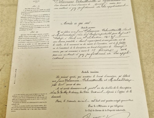 Réédition du brevet d’invention du moteur à gaz pour les 100 ans de l’automobile française