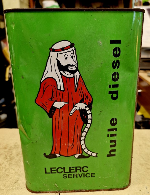 Rare bidon d'huile des années 80 "Leclerc Service" pour collectionneur