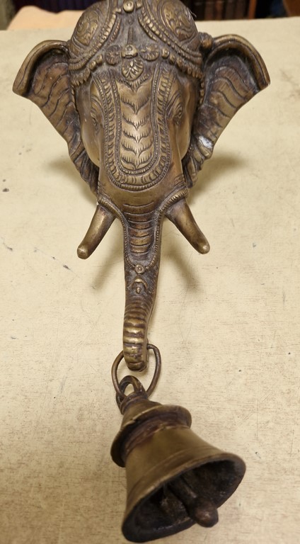 Clochette avec tête d'éléphant en bronze