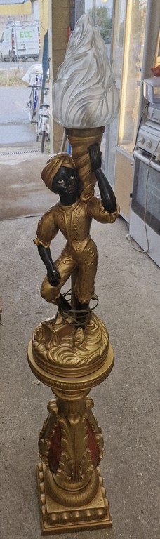 Lampe orientaliste sur colonne dorée