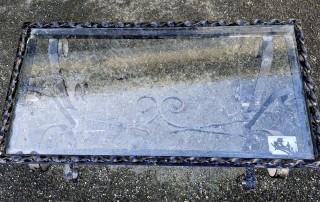 Table basse verre et fer forgé