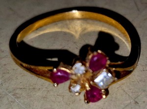 Bague plaquée or et pierres