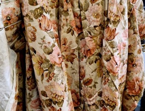 Grande tenture de rideau vintage à motif de feuillage