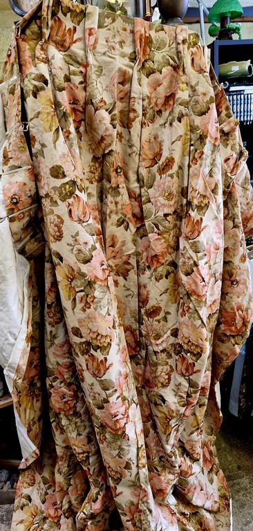 Grande tenture de rideau vintage à motif de feuillage