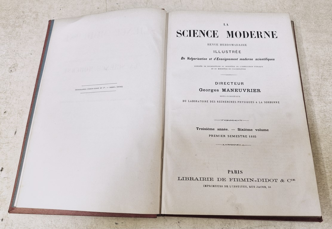 Livre "La Science Moderne" paru en 1893