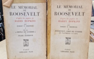 Livres "Le Mémorial de ROOSEVELT" de Harry Hopkins tomes 1 et 2
