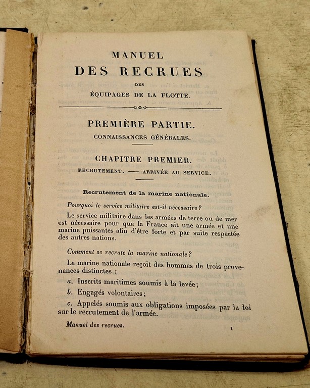 Manuel des recrues des équipages de la flotte paru en 1915