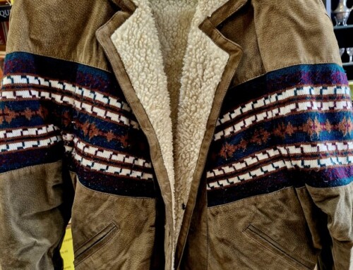 Blouson en croûte de cuir et laine